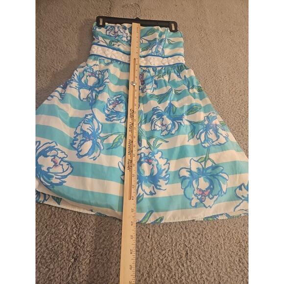 Lilly Pulitzer Langley Shorely Blue Tossing The Line Strapless Cocktail Dress 00 - Picture 7 of 13